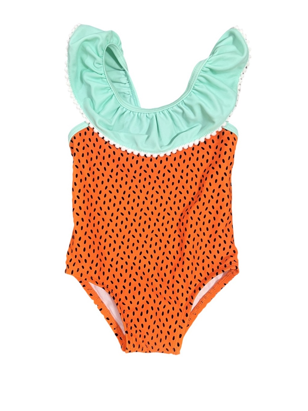 Starting Out Mint Ruffle & Orange Watermelon-Print One-Piece Swimsuit Sz 6/9 Mos